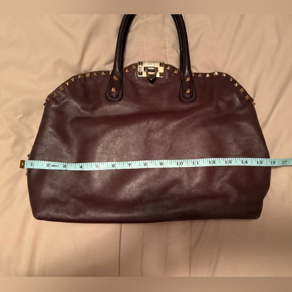 Valentino Garavani Brown Studded Satchel Tote Bag - Picture 14 of 16